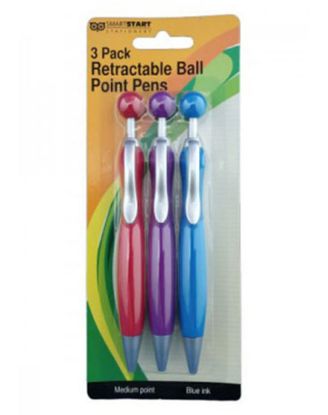 Picture of Smart Start Retractable Ballpoint Pens 3 Pk