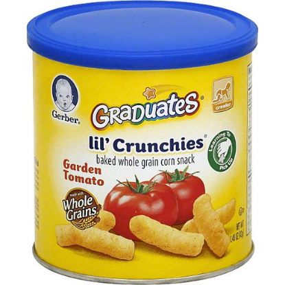 Picture of Gerber Graduates Lil/' Crunchies Baked Whole Grain Corn Snack Garden Tomato Crawler 1.48 Z
