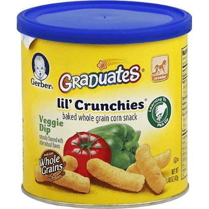 Picture of Gerber Graduates Lil/' Crunchies Baked Whole Grain Corn Snack Veggie Dip Crawler 1.48 Oz
