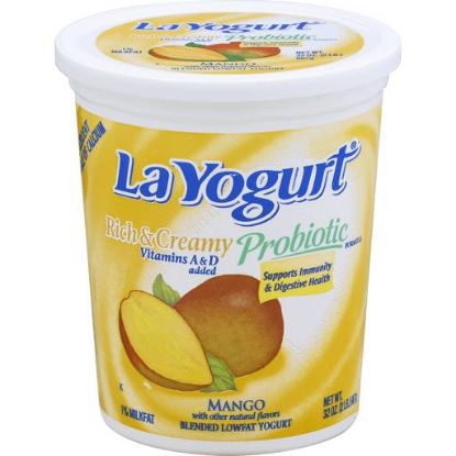 Picture of La Yogurt Probiotic Yogurt Lowfat 1% Milkfat Mango 32 Oz