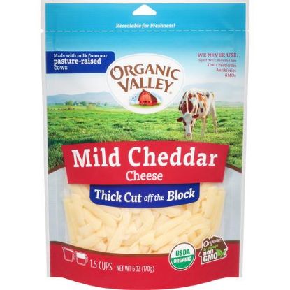 Picture of Organic Valley Thick Cut Shreds Mild Cheddar Cheese 6 Oz