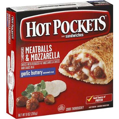Picture of Hot Pockets Sandwiches Garlic Buttery Seasoned Crust Meatballs & Mozzarella 9 Oz