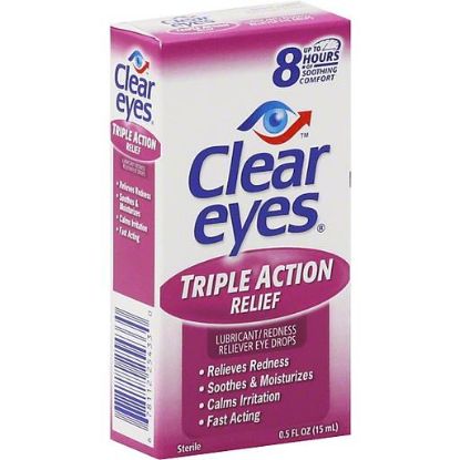Picture of Clear Eyes Eye Drops Lubricant/Redness Reliever Triple Action 0.5 Oz