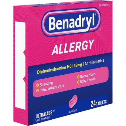 Picture of Benadryl Allergy Non Anti Itch Tablets 24 Ct