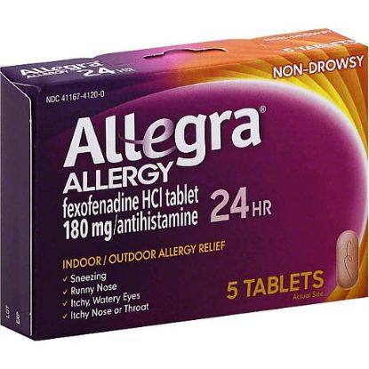 Picture of Allegra Allergy 24 Hour 180 Mg Non-drowsy Tablets 5 Ct