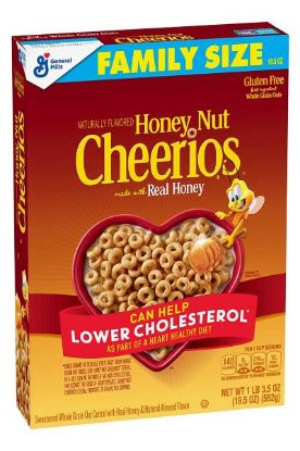 Picture of Cheerios Cereal Honey Nut Whole Grains Oats Family Size 19.5 Oz