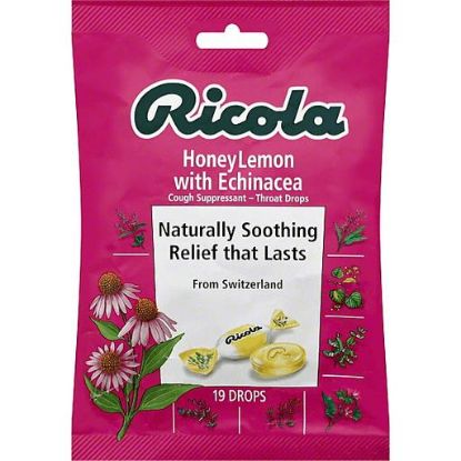 Picture of Ricola Throat Drops Cough Suppressant Honey Lemon With Echinacea 19 Ct