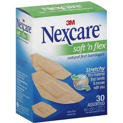 Picture of Nexcare Soft Flex Bandages Natural Feel Assorted 30 Ct