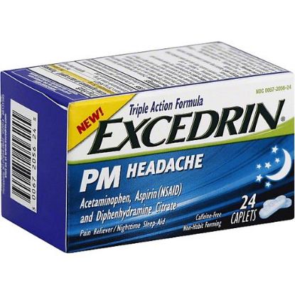 Picture of Excedrin Pm Headache Pain Reliever/nighttime Sleep-aid Triple Action Formula Caplets 24 Ct