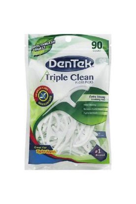 Picture of Dentek Floss Pick Triple Clean 90 Ct