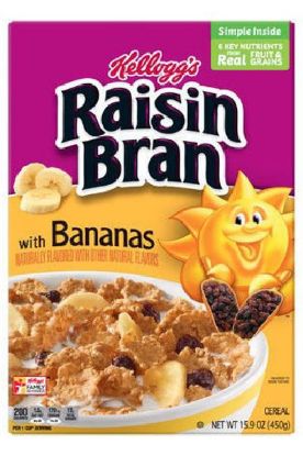 Picture of Kellogg/'s Raisin Bran With Banana Cereal 450 Grams