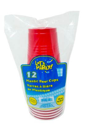 Picture of Let/'s Party Red Plastic Beer Cups 12 Ct 16 Oz