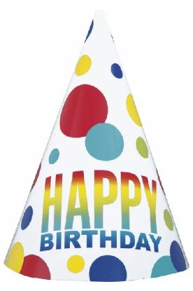 Picture of Unique Happy Birthday Party Hat 8 Ct