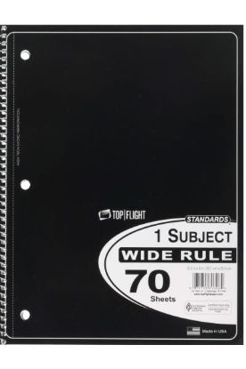 Picture of Top Flight 1 Subject Perforated Wide Rule Asst Colors 70 Ct
