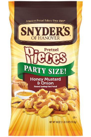 pretzel pieces honey mustard and onion