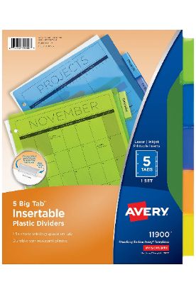 Picture of Avery Insertable Pocket Tab Dividers 5 Ct