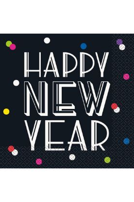 Picture of Unique Neon Dots New Year Napkins 2ply 16 Ct