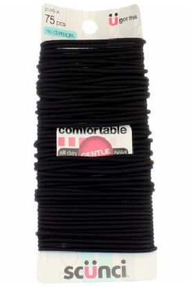 Picture of Scunci No Damamge All Day Hold Black Elastics 75 Pcs