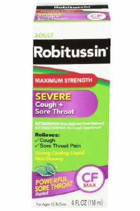 Picture of Robitussin Severe Cf Cough & Sore Throat Relief Liquid 4 Oz