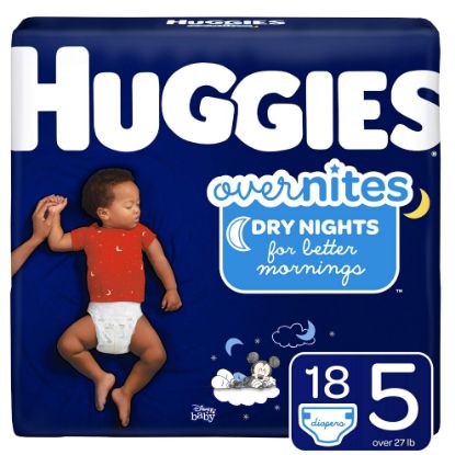 Picture of Huggies Overnites Diapers Size 5 (27lb) 18 Ct