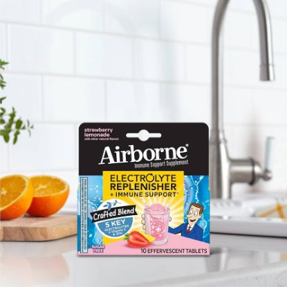 Picture of Airborne Electrolyte Replenisher Immune Support Strawberry Lemonade 10 Ct