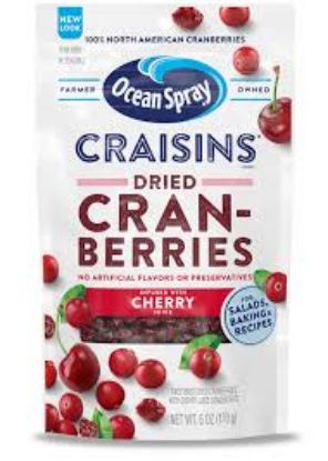 Picture of Ocean Spray Craisins Dried Cranberries Infused With Cherry Juice 6 Oz